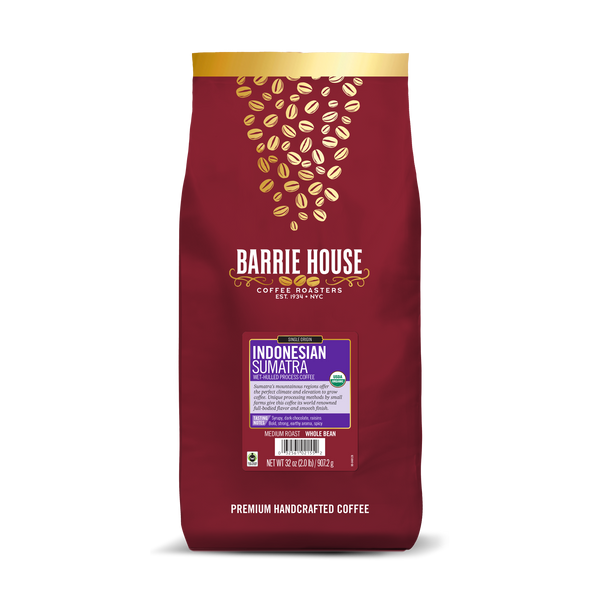Indonesian Sumatra Single Origin Coffee Fair Trade Organic Whole Bean