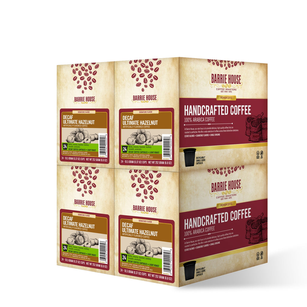 Decaf Ultimate Hazelnut<br>Flavored Coffee<br>4 Boxes / 24 ct Per Box