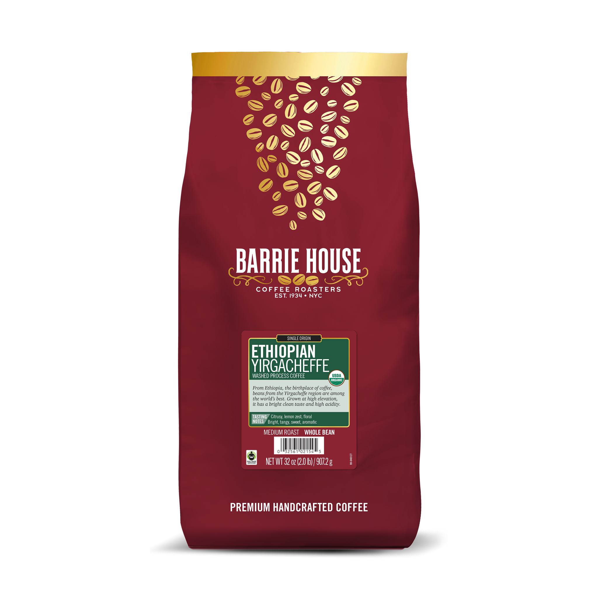 Ethiopian Yirgacheffe<br>Fair Trade Organic<br>2 lb - Whole Bean