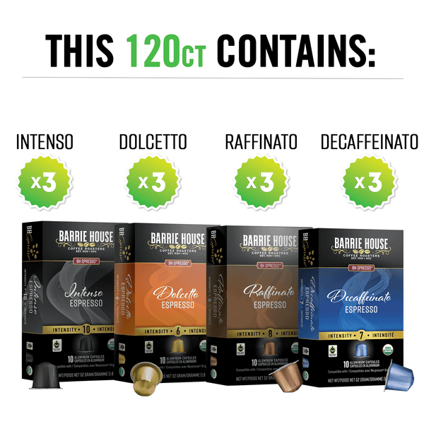 Espresso Variety Pack<br>Fair Trade Organic<br>Espresso Capsules 120 ct